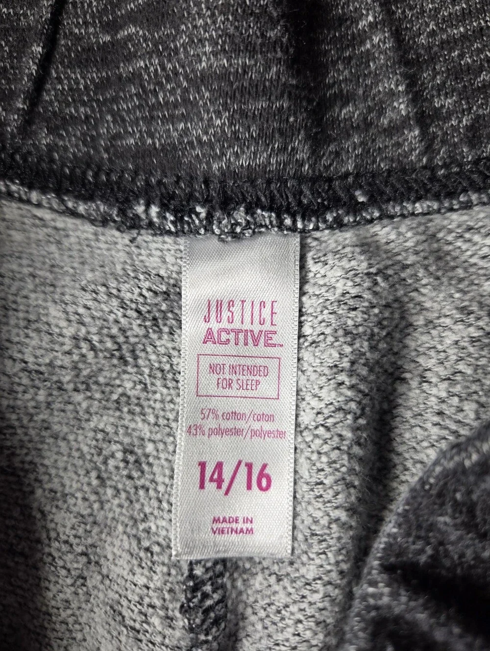 Justice Active Girl’s Gray Cozy Pull-on Shorts with White Trim Size XL 14-16